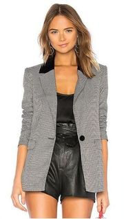 L'ACADEMIE Los Angeles Lynn Blazer Black White Houndstooth Velvet Padded XS