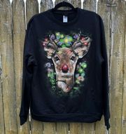 Reindeer Christmas Light Up Sweatshirt Unisex Sz L