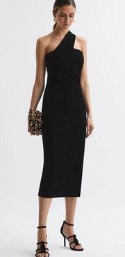 NWT REISS ABBEY  VELVET ONE-SHOULDER MIDI DRESS SIZE 4