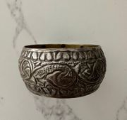 Vintage Silver Engraved Embossed Cuff Bracelet