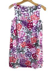 Nick & Nora Sleepwear Dress Small‎ Zebra Floral Pink Purple Sleeveless Nightgown