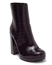 NEW RACHEL ZOE Maya Platform Bootie Crocodile Embossed In Deep Mahagony