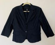 NY & Co Blue Blazer Long Sleeve Cotton Blend Jacket Sz 14