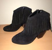 Faux Suede Black Fringe Boots