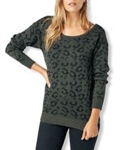 JustFab Grey Leopard Boatneck Pullover Sweater