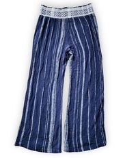 Blue Striped Flowy Pants, Women's XL