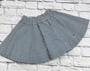 Hollister Pleated Mini Skirt Women's XS White Dark Blue Striped 100% Cotton