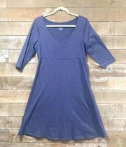 Toad&Co smoke blue half sleeved organic cotton blend tee dress size Medium