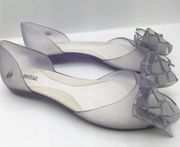 jelly clear slip on flats bow detail women’s Size 6