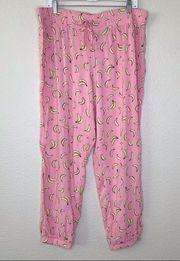 SO Intimates Size XL Pink Banana Print Pajama Pants