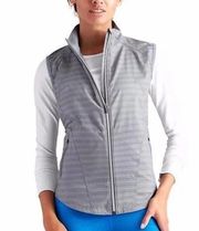 Athleta Jammin Run Vest Womens Sz M Gray Striped Full Zip Windbreaker Reflective