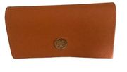 Tory Burch Saffiano leather orange sunglasses eyeglasses case 6.5 X 3.5