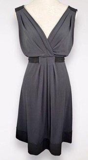 BCBG MaxAzria Sleeveless Midi Dress Pleated Belted Black 6