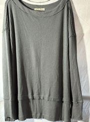 We The Free Free People  North Shore Thermal Knit Tunic Top Size M Storm Grey