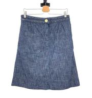 Chloe Dark Denim Braided Waist Jean Denim Indigo Blue Skirt Size 42 US 10