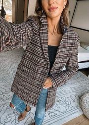 NEW Abercrombie & Fitch Wool Blend Blazer Coat Plaid