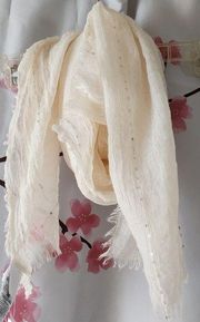 NWT GAP Women's Off White Cream Gold Sequin Scarf One Size 37X40"