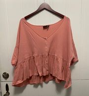 Coral Cropped Babydoll Tee