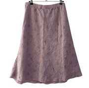 J. Jill Lavender 100% Linen Floral Pencil Skirt Knee-Length