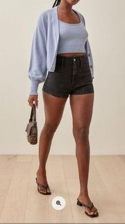 Reformation Eva Seamed High Rise Cheeky Jean Shorts 25