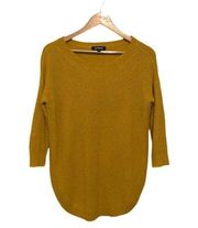 Sweater Yellow Rounded Hem 3/4 Sleeves Cozy Casual Size XS Oversized EUC