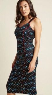 ModCloth x Collectif Samira Rockabilly Swallows Wiggle Pencil Dress Sz.US6 NWT