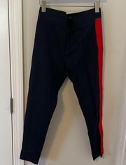 Ann Taylor navy with red striped going down the sides leggings in size Medium