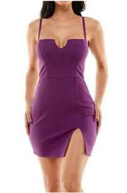 NWT  Purple Bodycon Slit Mini Dress