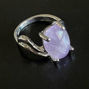 Natural purple amethyst S925 silver woman ring size 7