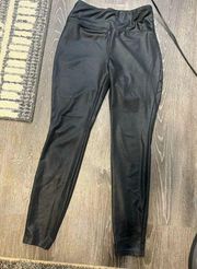 Black faux leather look leggings, lightweight.. Size XS