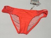 Luli Fama Neon Coral Multi Braid Full Bikini Bottom Sz S Small NWT