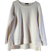 Anthro Jane & Delancey High Low Sweater Round Neck Drop Sleeve Pullover Cream L