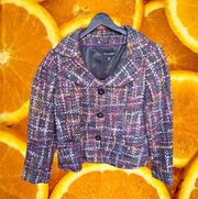 Dialogue Black Purple Orange Red Button Up Blazer‎ with Pockets Size 14