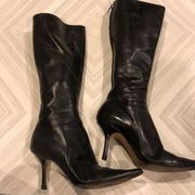 Jimmy Choo Tall Black Leather Pointy Boots 85MM