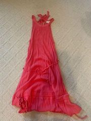 pink halter flowy dress