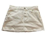 Tory Burch white distressed cut off mini denim skirt