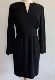 Jones New York Women's On The Town Surpliced Faux Wrap Dress Black Size 4 NWT