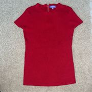 Vivienne Tem red short sleeve textured sweater with zipper in the back, Medium