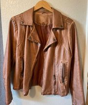 Camel-colored leather jacket by