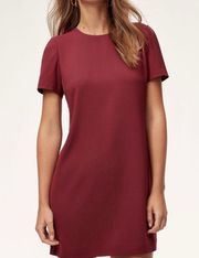 Babaton Aritzia Maroon Patricio Mini Shift Short Sleeve Dress Size 4