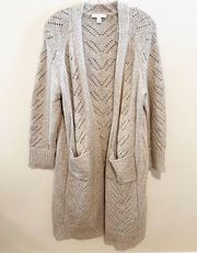 Chelsea & Violet Cozy Casual Woven Longline Duster Cardigan Sweater