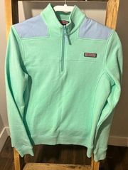 Vineyard Vines Women Color Block Teal blue Quarter Zip Pullover Sweater Size M