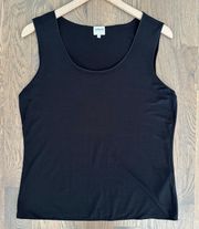 Knit Jersey Scoop Neck Sleeveless Top in Black Size 14