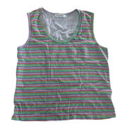 Fresh Produce Tank Top Womens X-Large Green Pink Yellow Stripe Knit Top Cotton