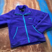 Vintage Eddie Bauer Fleece Jacket Full Zip Thick Purple Teal size small