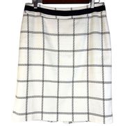 Tahari Arthur Levine Skirt Womens Size 8 Poly Grid WIndow Pane Career Business