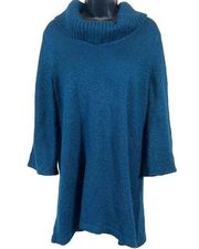 Teal Marled Cowl-Neck Tunic Sweater Karen Scott