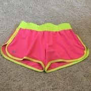 Under Armour  Hot Pink And Neon Yellow Running Shorts