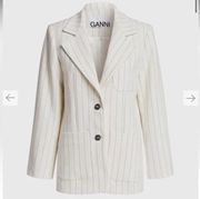 GANNI $368 White Pinstripe Oversized Blazer Jacket