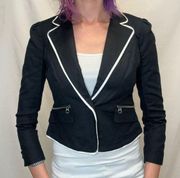 Worthington Petite Women's Cropped Professional Blazer Black White PS S SM Small